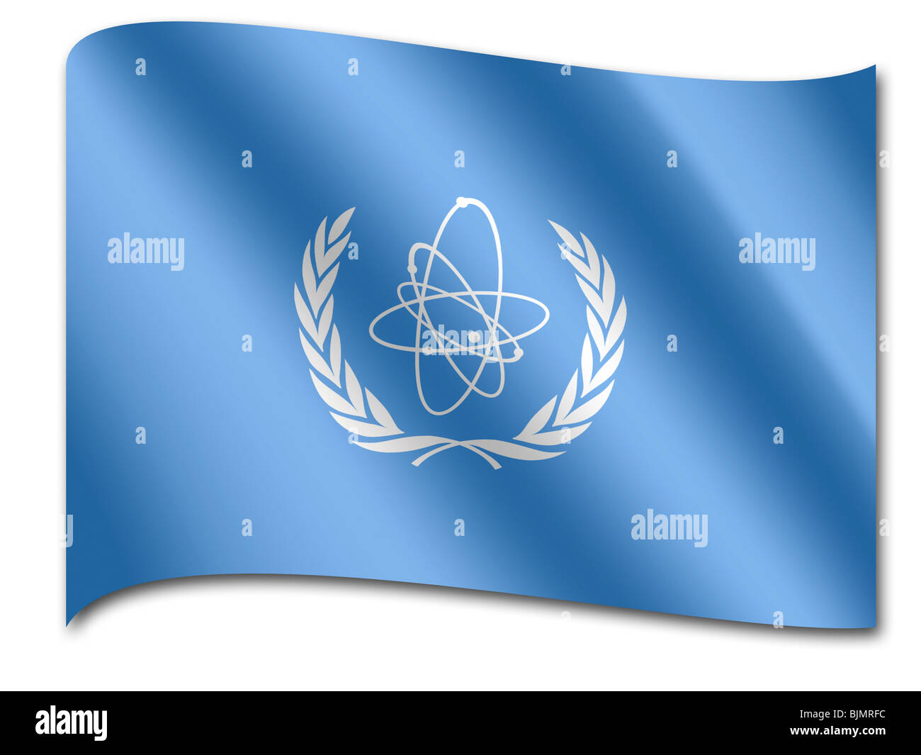 Bandiera dell'Agenzia internazionale per l energia atomica AIEA Foto Stock