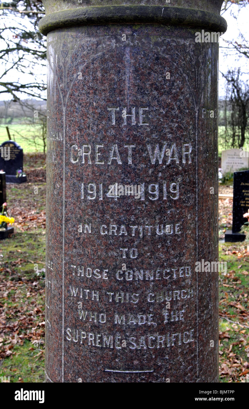 Memoriale di guerra a Umberslade Battista cappella vicino Hockley Heath, West Midlands, England, Regno Unito Foto Stock