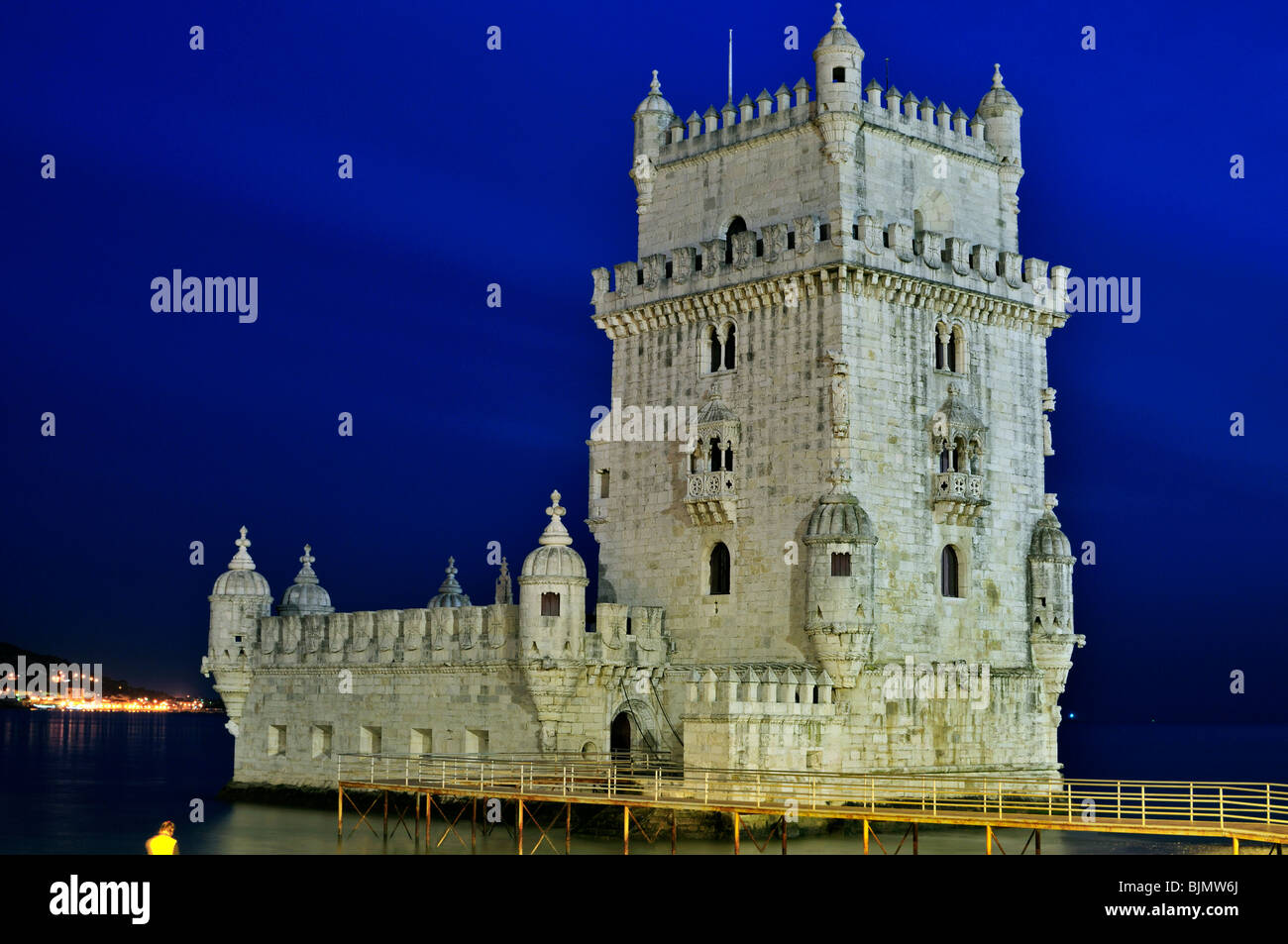 Il Portogallo, Lisbona: Torre de Belém di notte Foto Stock