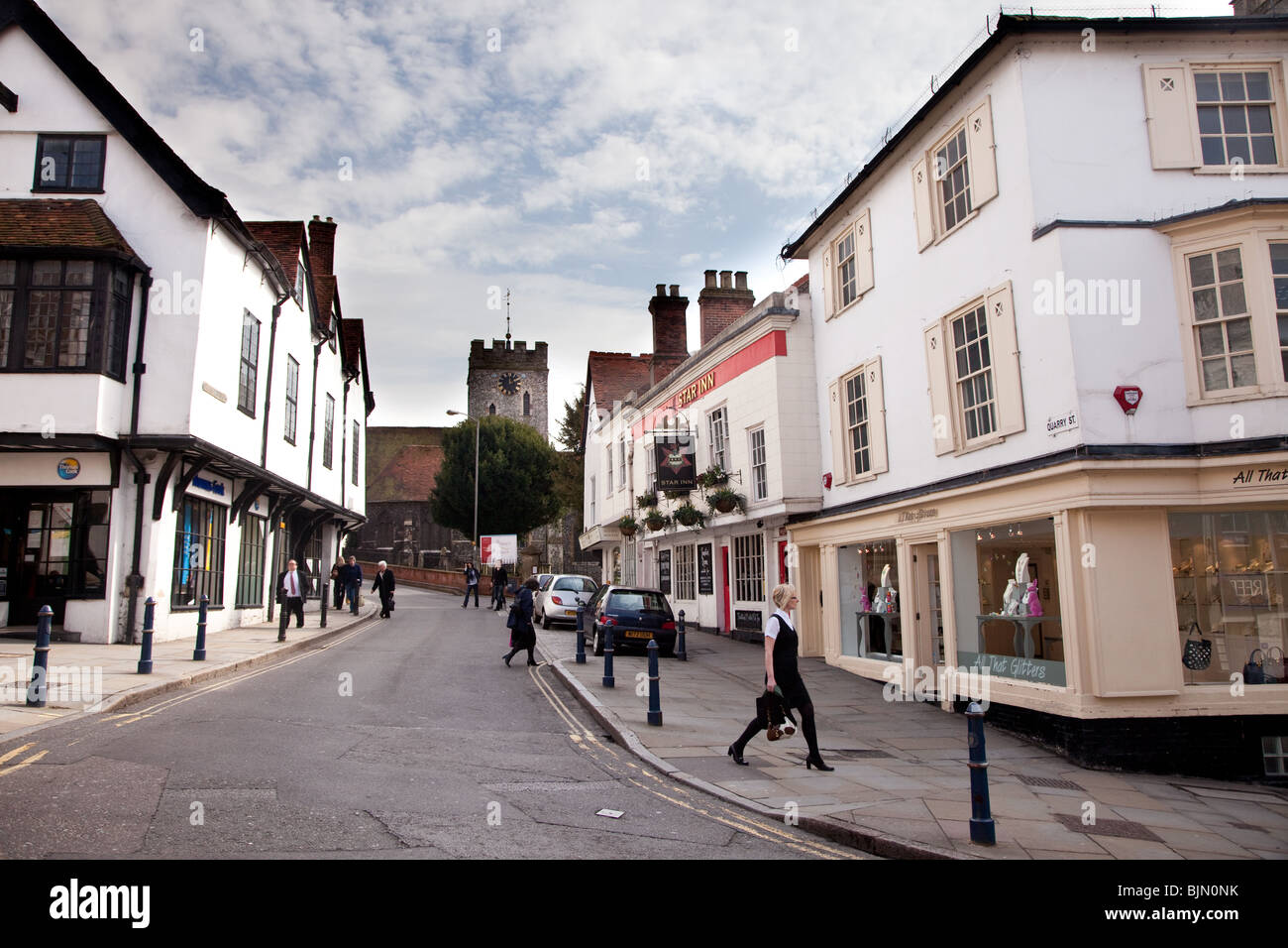 Quarry Street, Guildford, Surrey, Regno Unito Foto Stock