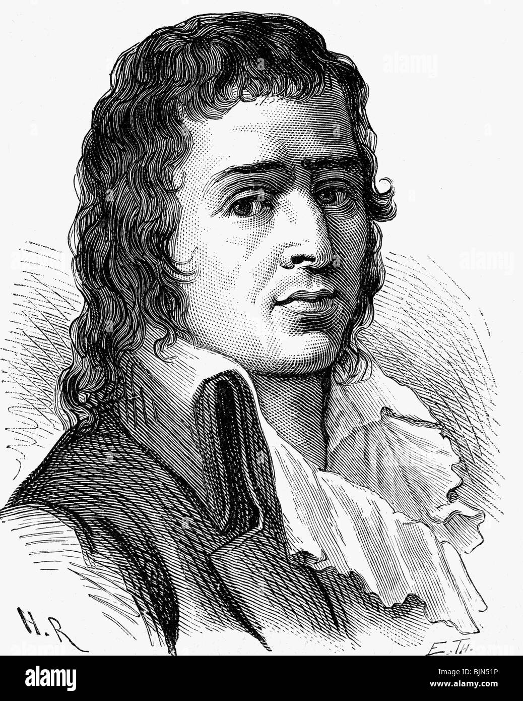 Babeuf, Francois Noel 'Gracchus', 23.11.1760 - 277.5.1797, giornalista francese, ritratto, incisione in legno, 19. Jahrhundert, , Foto Stock