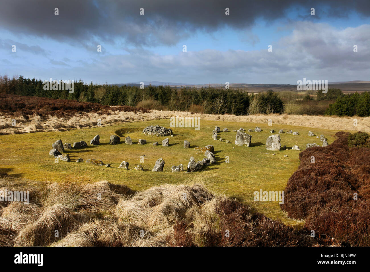 Beaghmore circoli di pietra, Tyrone, Irlanda del Nord. Foto Stock