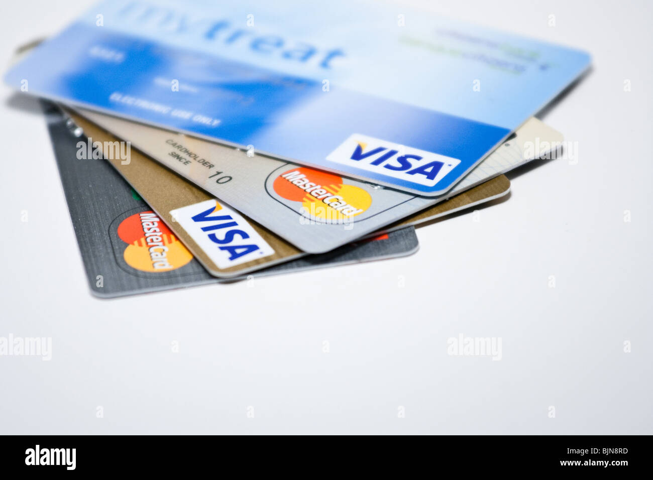 Carte di credito debito VISA MASTERCARD banca crediti di pagamento prestito finanza Foto Stock