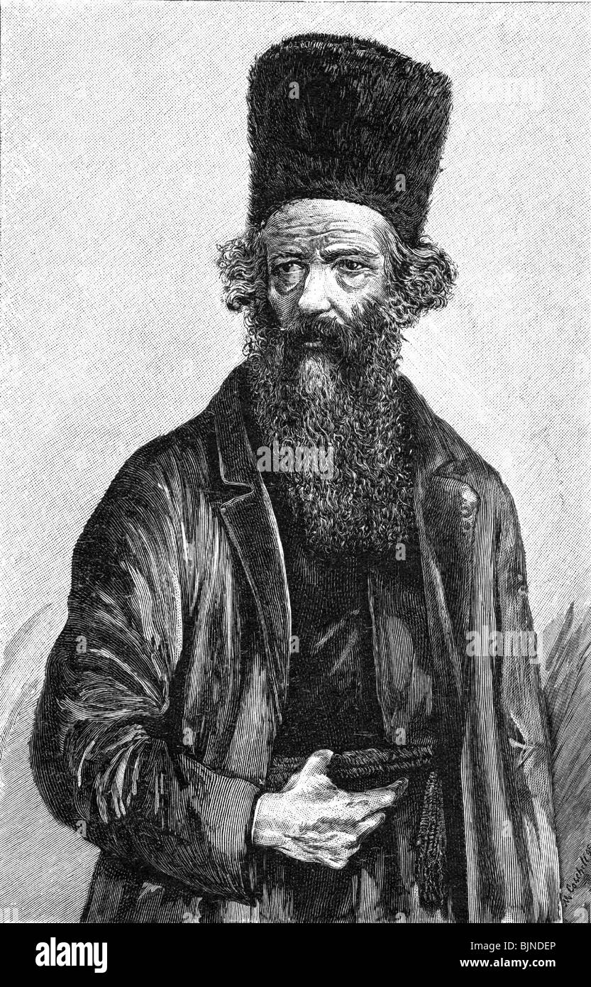 Religione, ebraismo, rabbi, ghera dell'ebreo polacco, incisione del legno, 19th secolo, storico, storico, barba, barba, cappellino di pelliccia, pellicce, gente, mezza lunghezza, Foto Stock