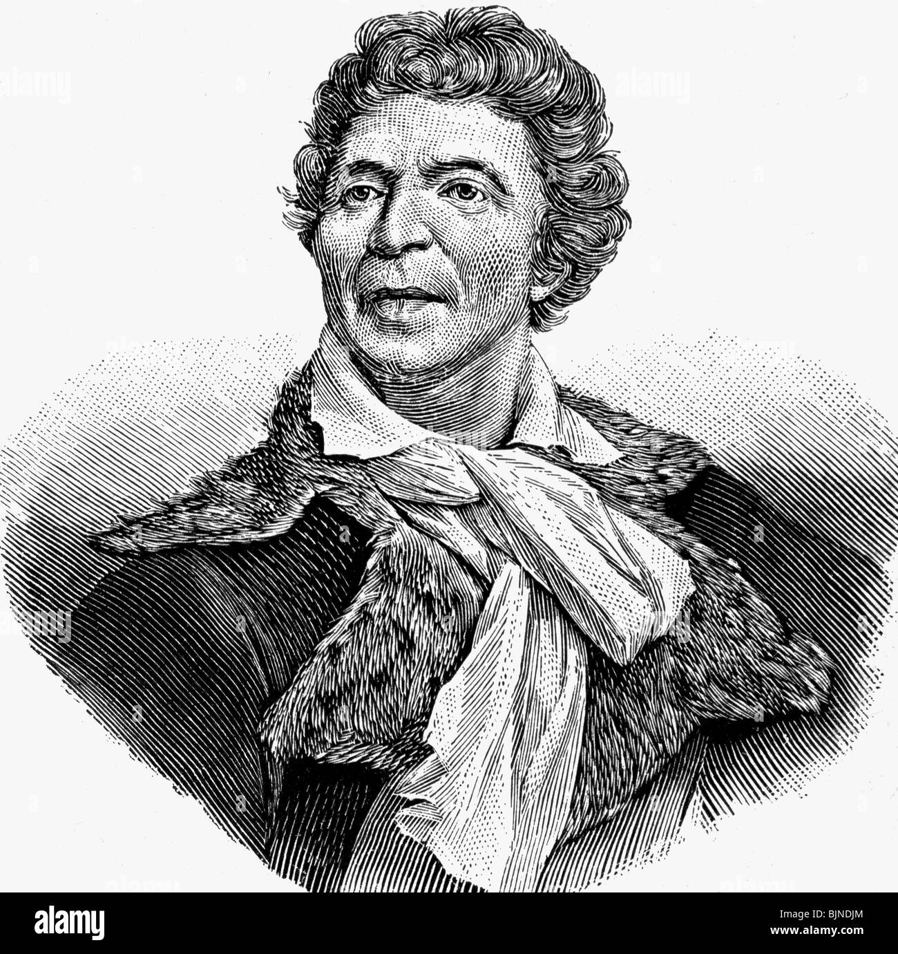 Marat, Jean Paul, 24.5.1744 - 13.7.1793, giornalista e politico francese, ritratto, incisione in legno dopo disegno di Joseph Boze, 1793, Foto Stock