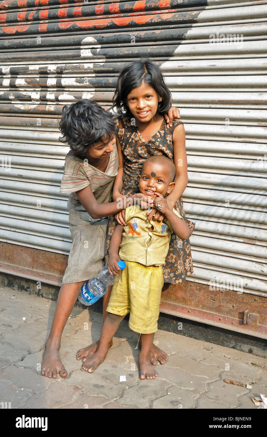I bambini di strada da Kolkata (Calcutta) India Foto Stock