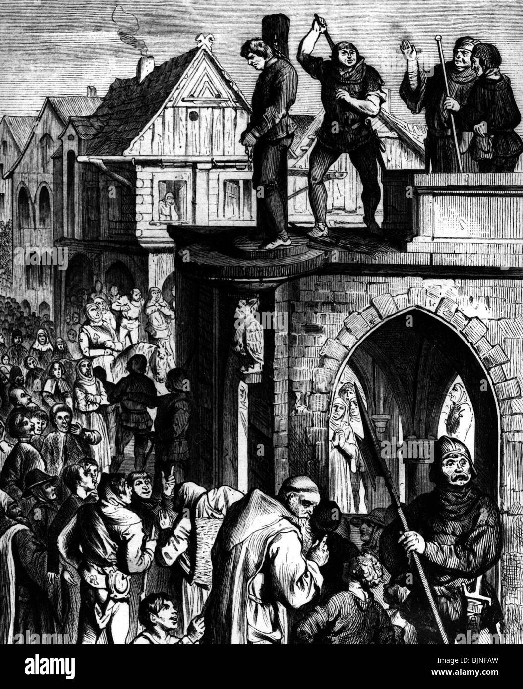 Giustizia, sistema penitenziario, saccheggio, Berlino, 1380 circa, Foto Stock