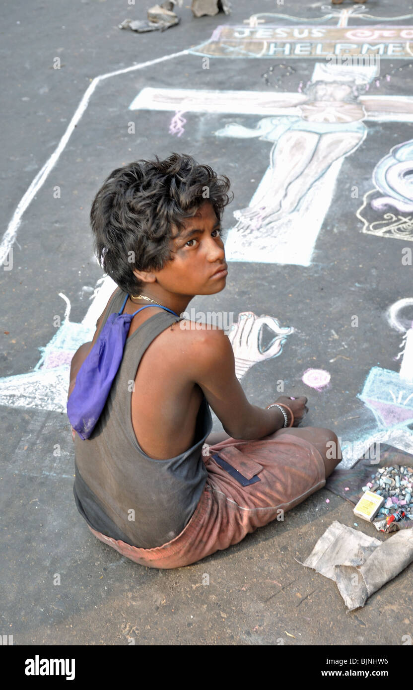 Bambino di strada da Kolkata (Calcutta) India Foto Stock
