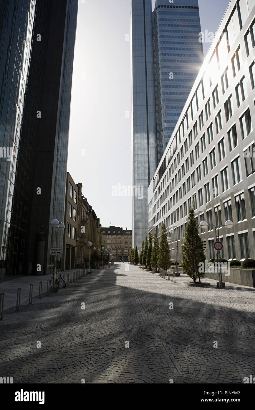 Street a Francoforte quartiere degli affari Foto Stock