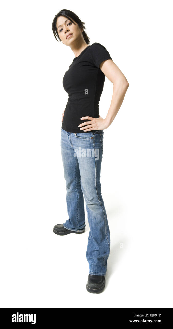 Donna sorridente Foto Stock