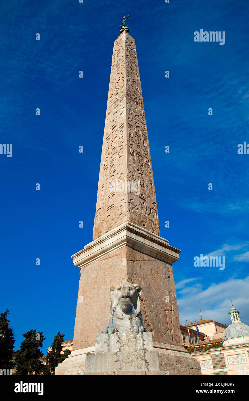 Obelisco, Piazza del Popolo, Roma Foto Stock