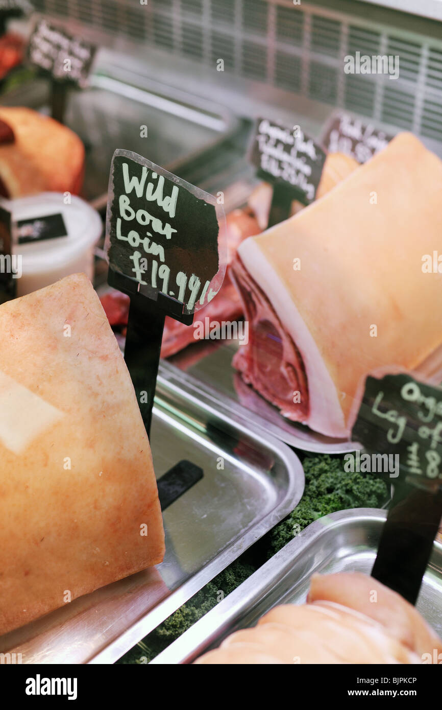 Display di macellai di carne di cinghiale Foto Stock