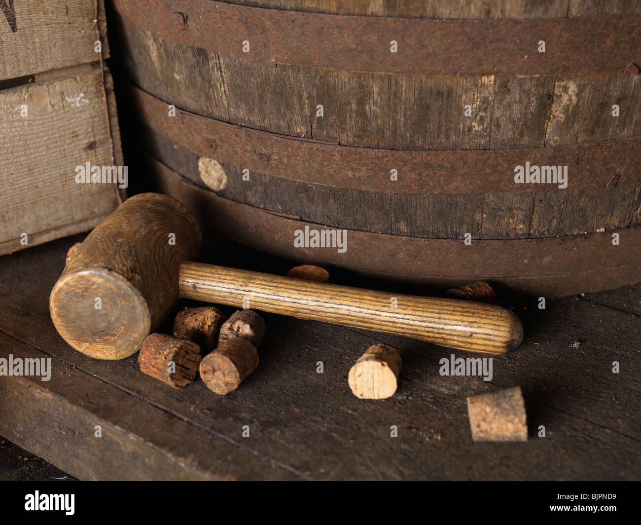 Mazzuolo di legno e di sughero con sidro canna Foto Stock