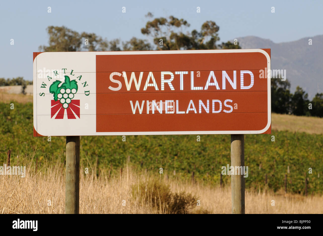 Vino sud africano segno del percorso per la Swartland winelands Malmesbury western cape Sud Africa Foto Stock