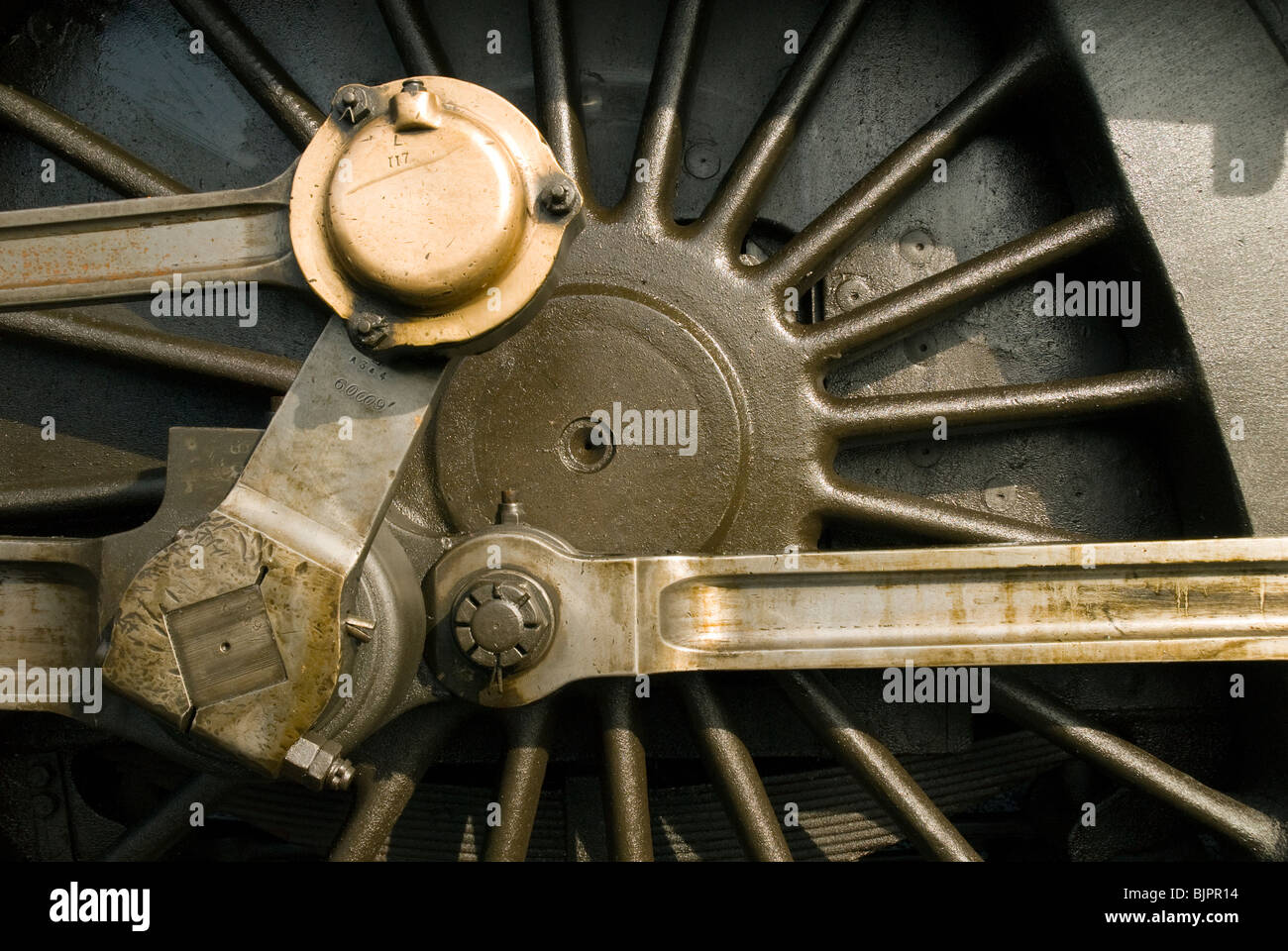 Dettaglio da 60009 'Unione del Sud Africa', un LNER Classe A4 locomotiva a vapore a Crewe, Cheshire, Regno Unito Foto Stock