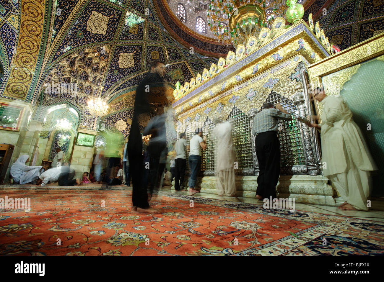 Decorazioni di Sayyida Ruqayya moschea iraniana, Damasco, Siria Foto Stock