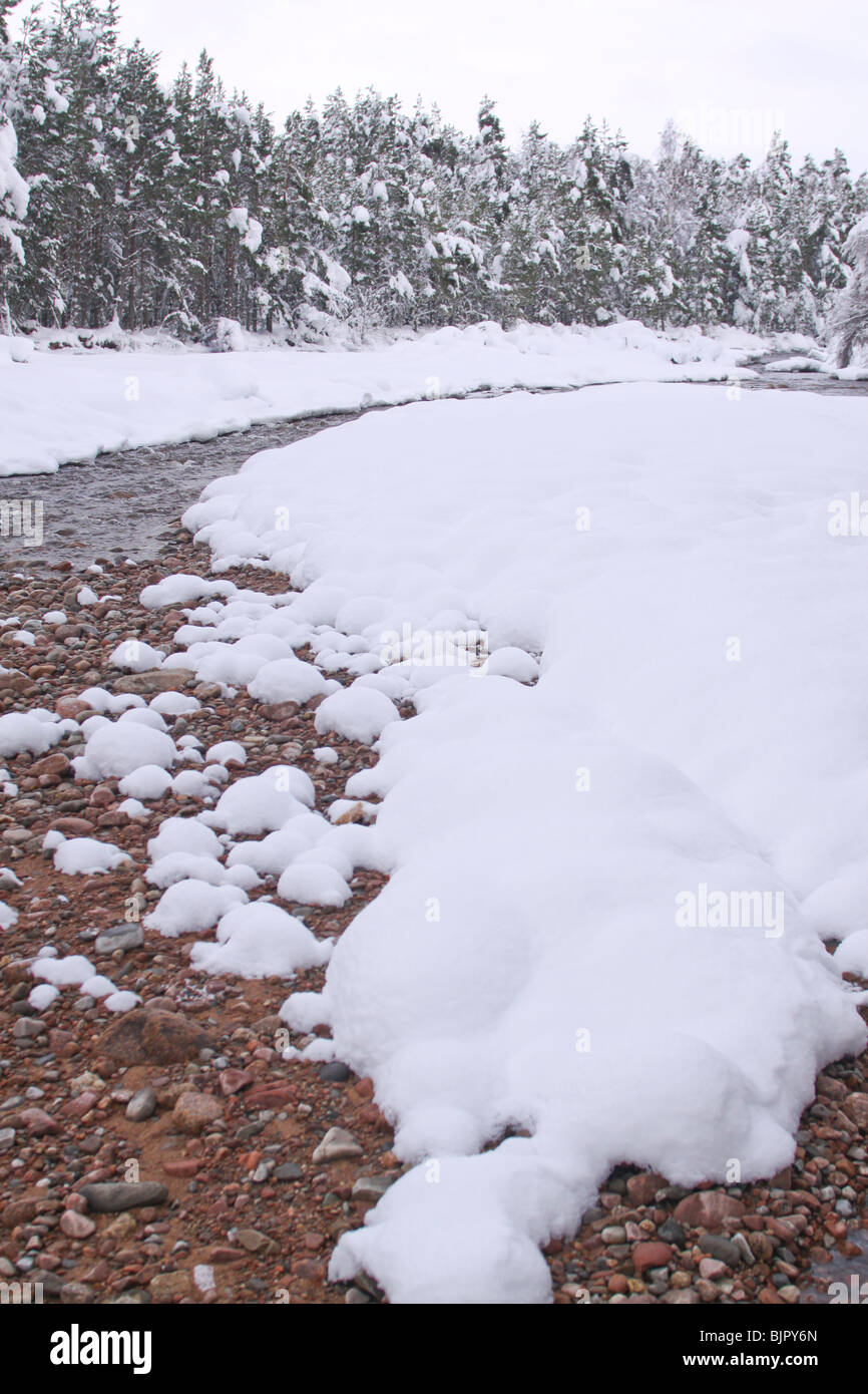 Frozen River Druie Coylumbridge Aviemore Foto Stock