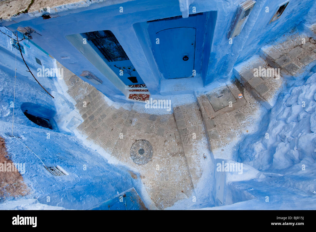 Si tratta di una immagine di colore blu strade di Chefchaouen, Marocco. Foto Stock