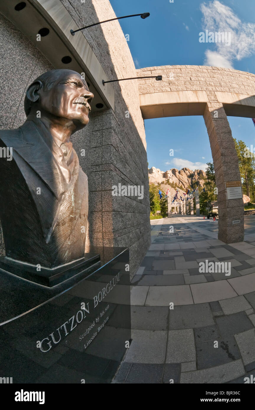 Busto dello scultore Gutzon Borglum a Mount Rushmore National Memorial, il Dakota del Sud, STATI UNITI D'AMERICA Foto Stock