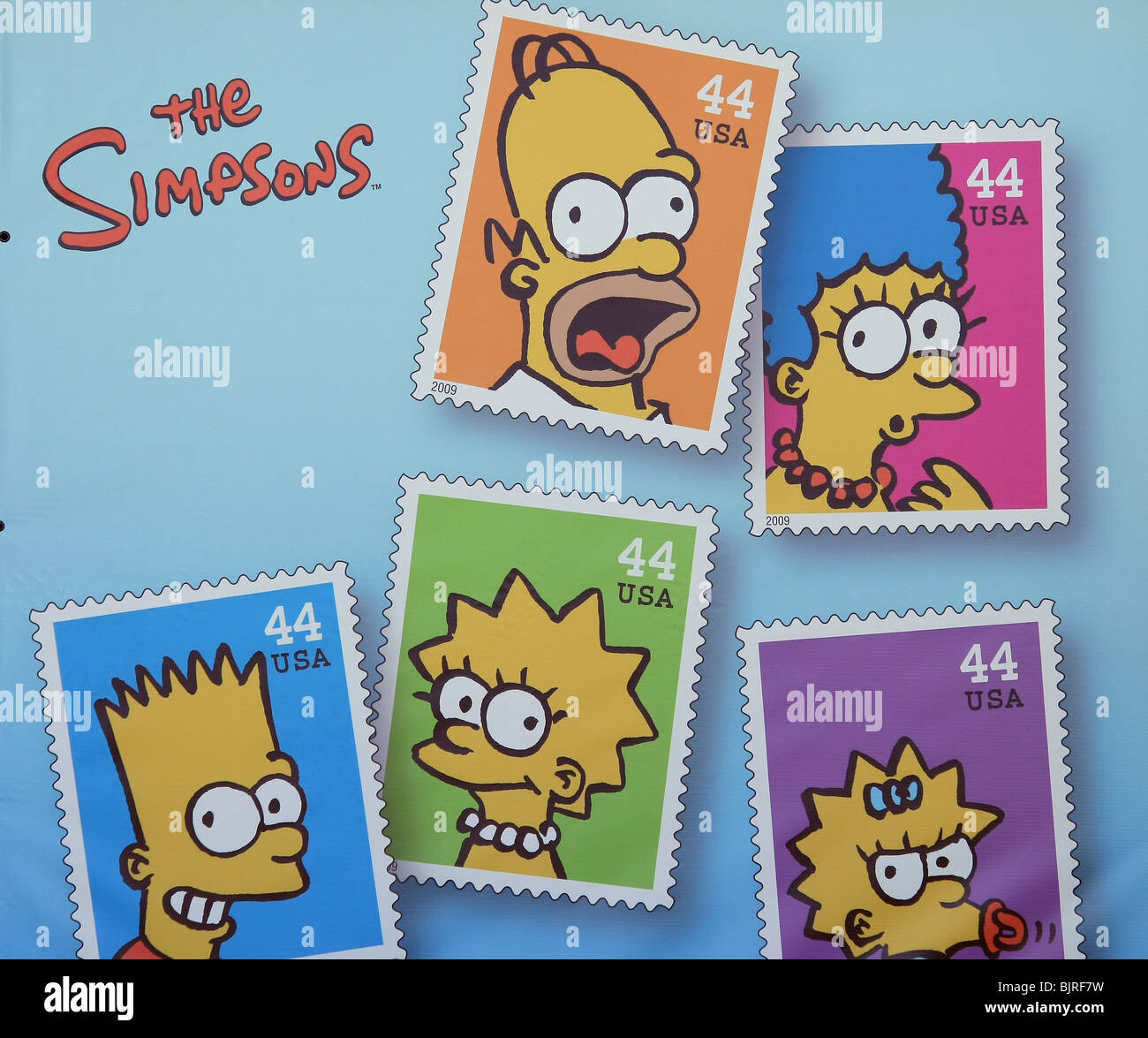 I Simpson - Il primo giorno di rilascio di The Simpsons timbri US Postal Service CENTURY CITY LOS ANGELES CA USA 07 Maggio 2009 Foto Stock