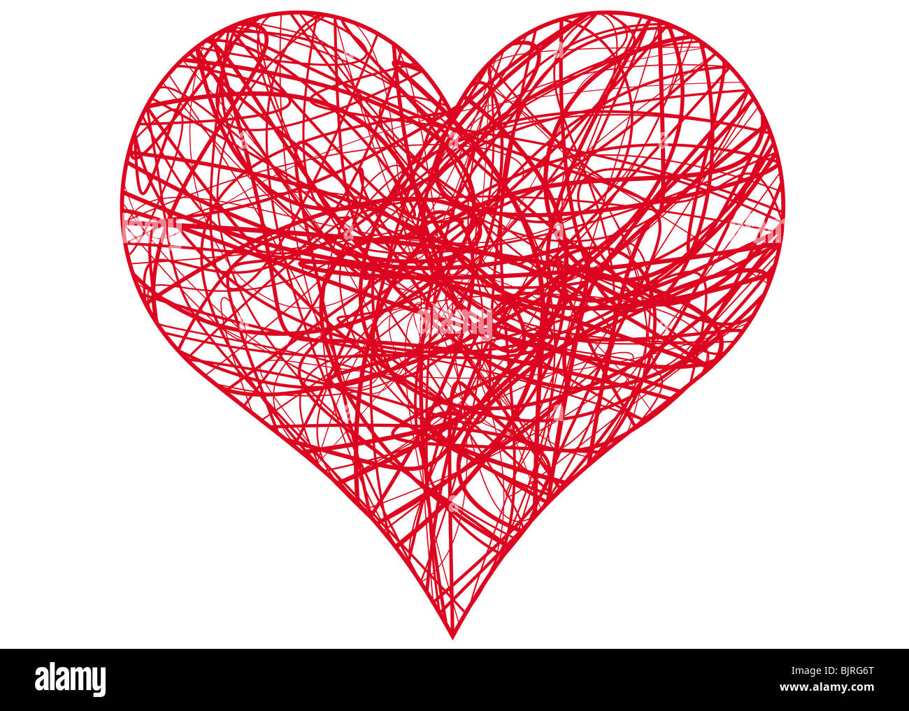 Scribble cuore con texture linee Foto Stock