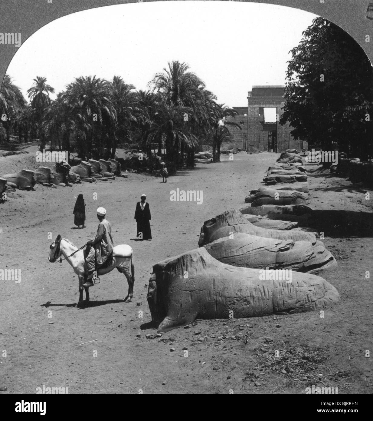 'Grand Avenue avvicinando il Tempio di Karnak, Tebe, Egitto", 1905.Artista: Underwood & Underwood Foto Stock