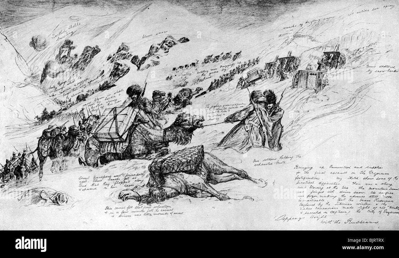 Russi portare armi e munizioni per l assalto a Erzrum, 1916 (c1920). Artista: Stuff Foto Stock