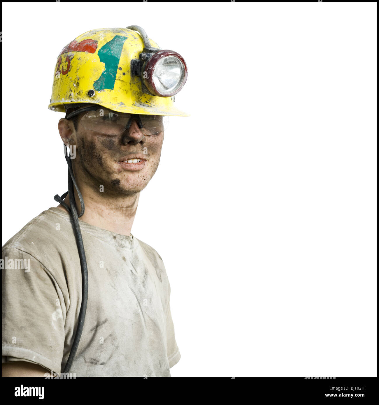 Il minatore con torcia a casco Foto stock - Alamy