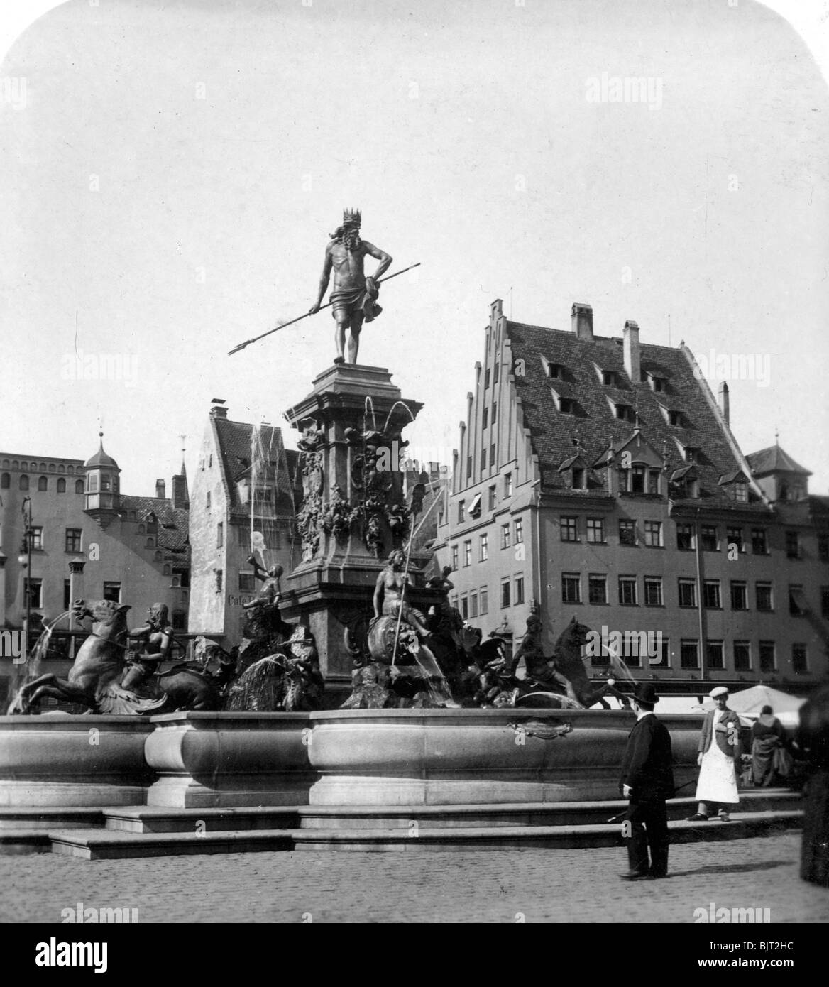 La fontana del Nettuno, Norimberga, Germania, c1900s.Artista: Wurthle & Figli Foto Stock