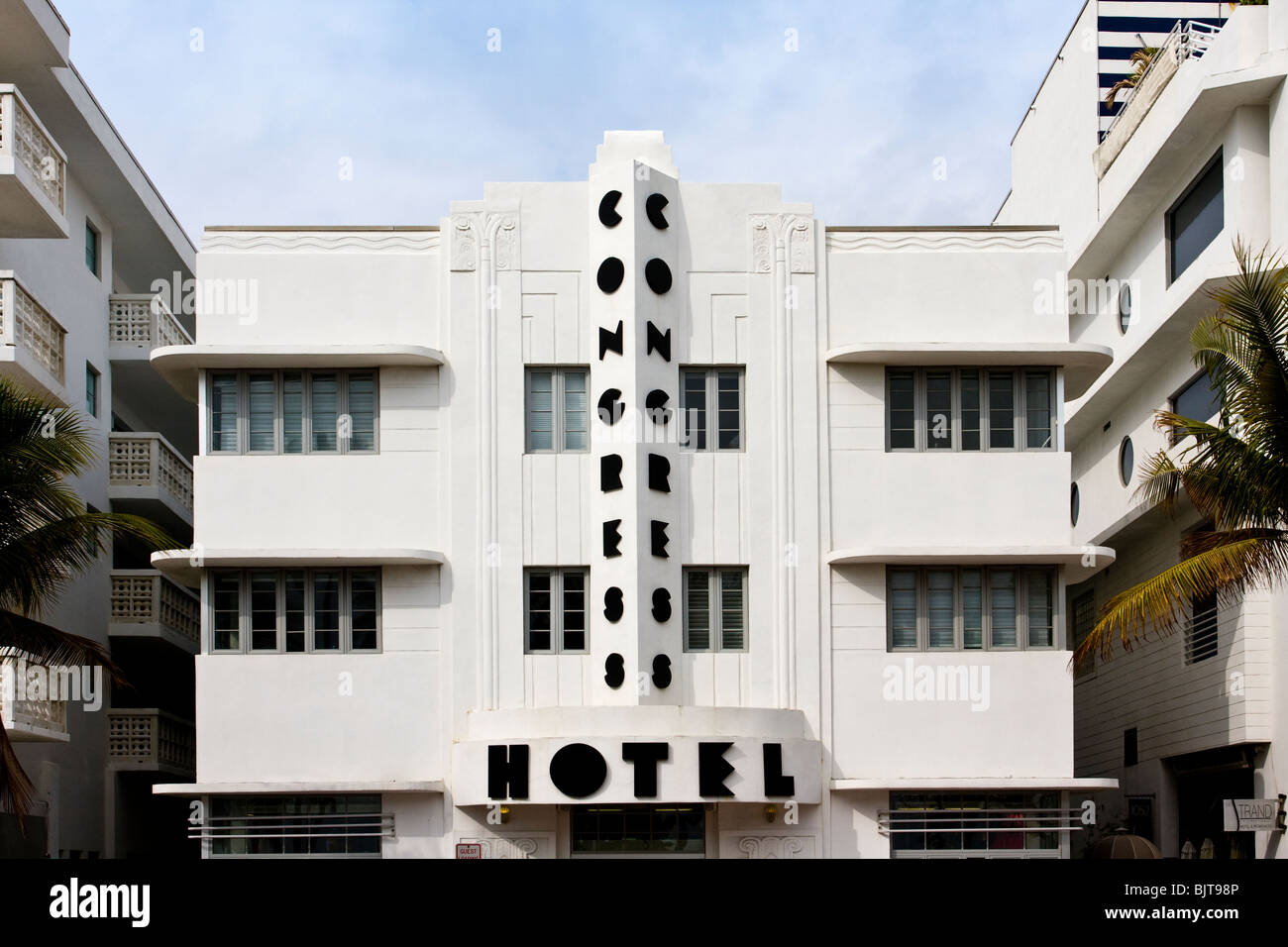 Il 1936 Congress Hotel. Nello stile Art Deco alloggio progettato da Henry Hohauser, sulla spiaggia di South Beach a Miami, Florida, Stati Uniti d'America. Foto Stock