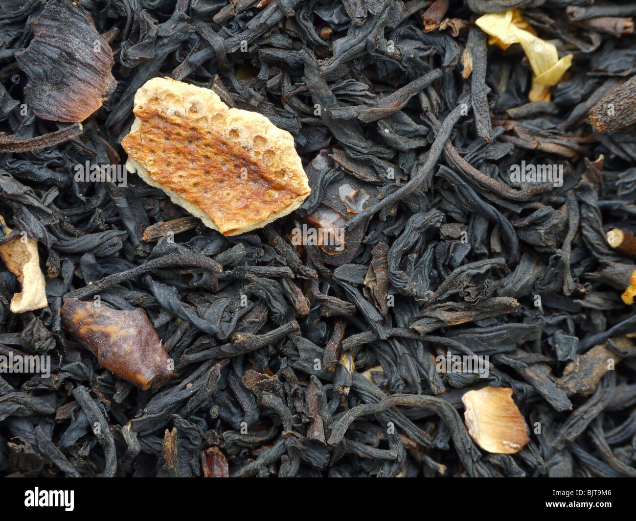 Frutta secca le foglie di tè shot dal di sopra Foto Stock