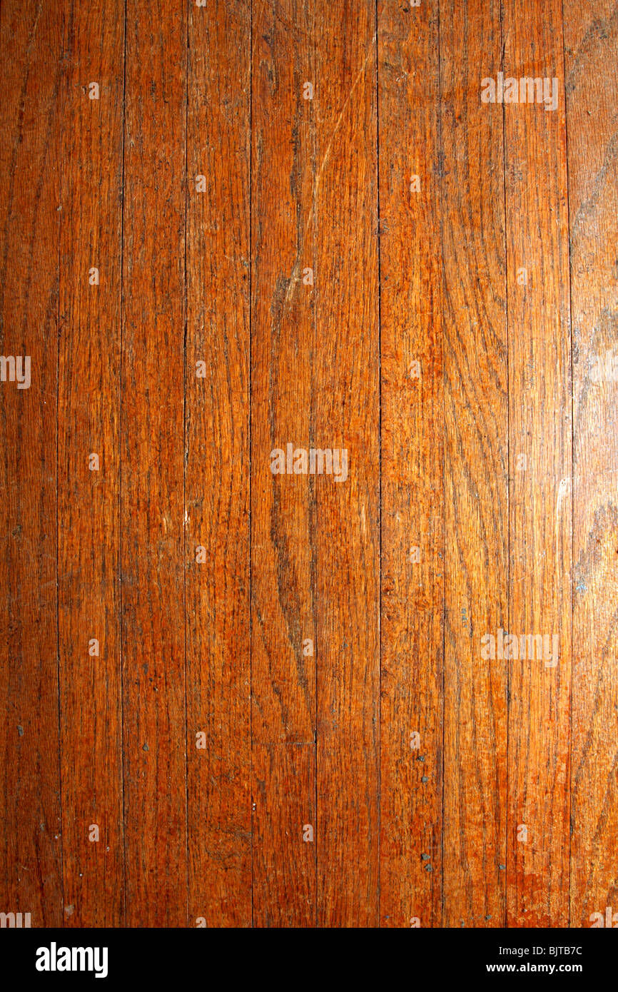 Rovere (legno) pavimento ca. 1920, (orizzontale) mostra a grana di legno e asse verticale direzione. Foto Stock