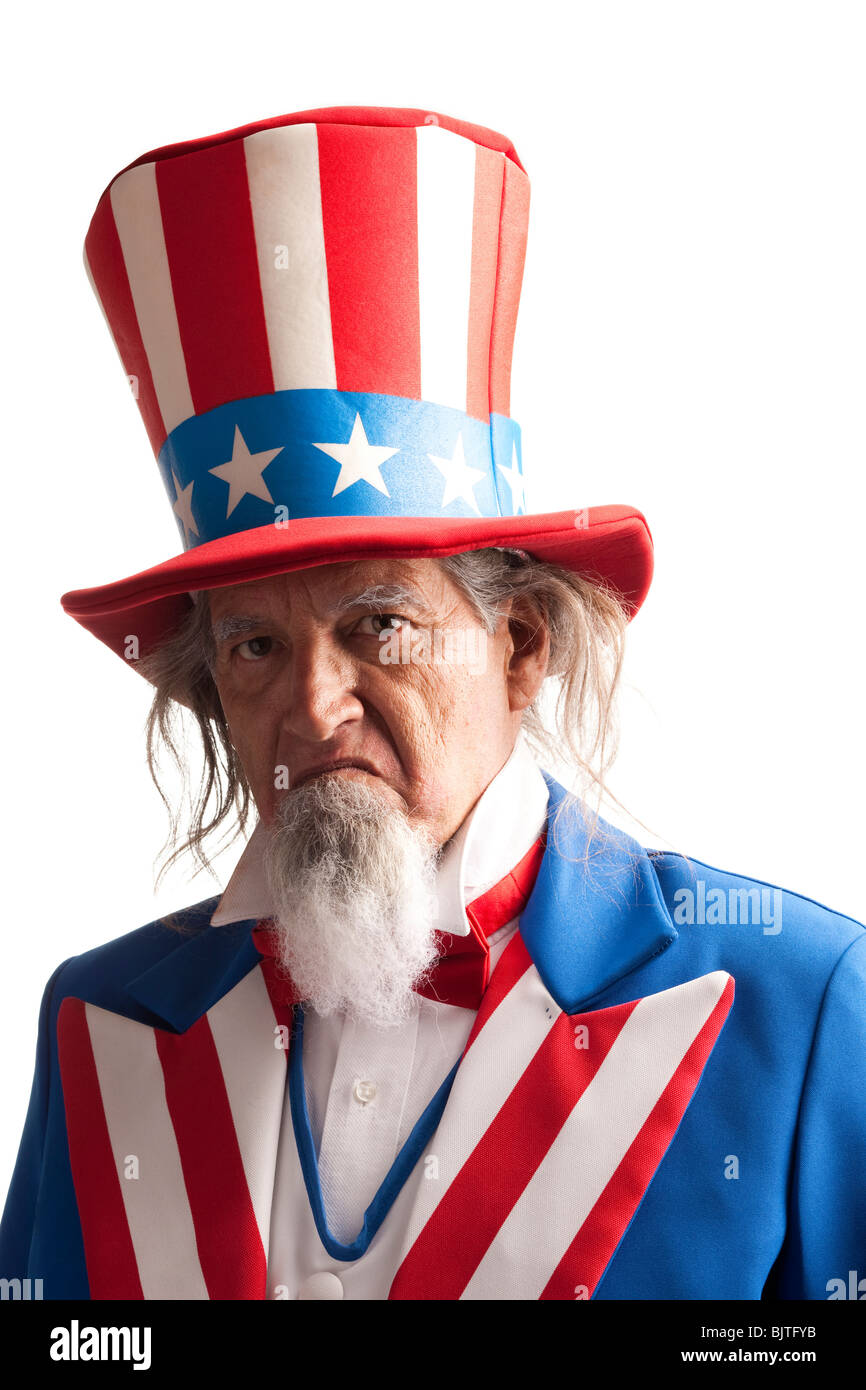 Ritratto di uomo in Uncle Sam's costume, studio shot Foto Stock