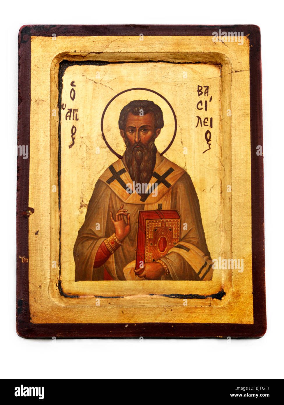 Greco-ortodossa icona bizantina di San Basilio Foto Stock