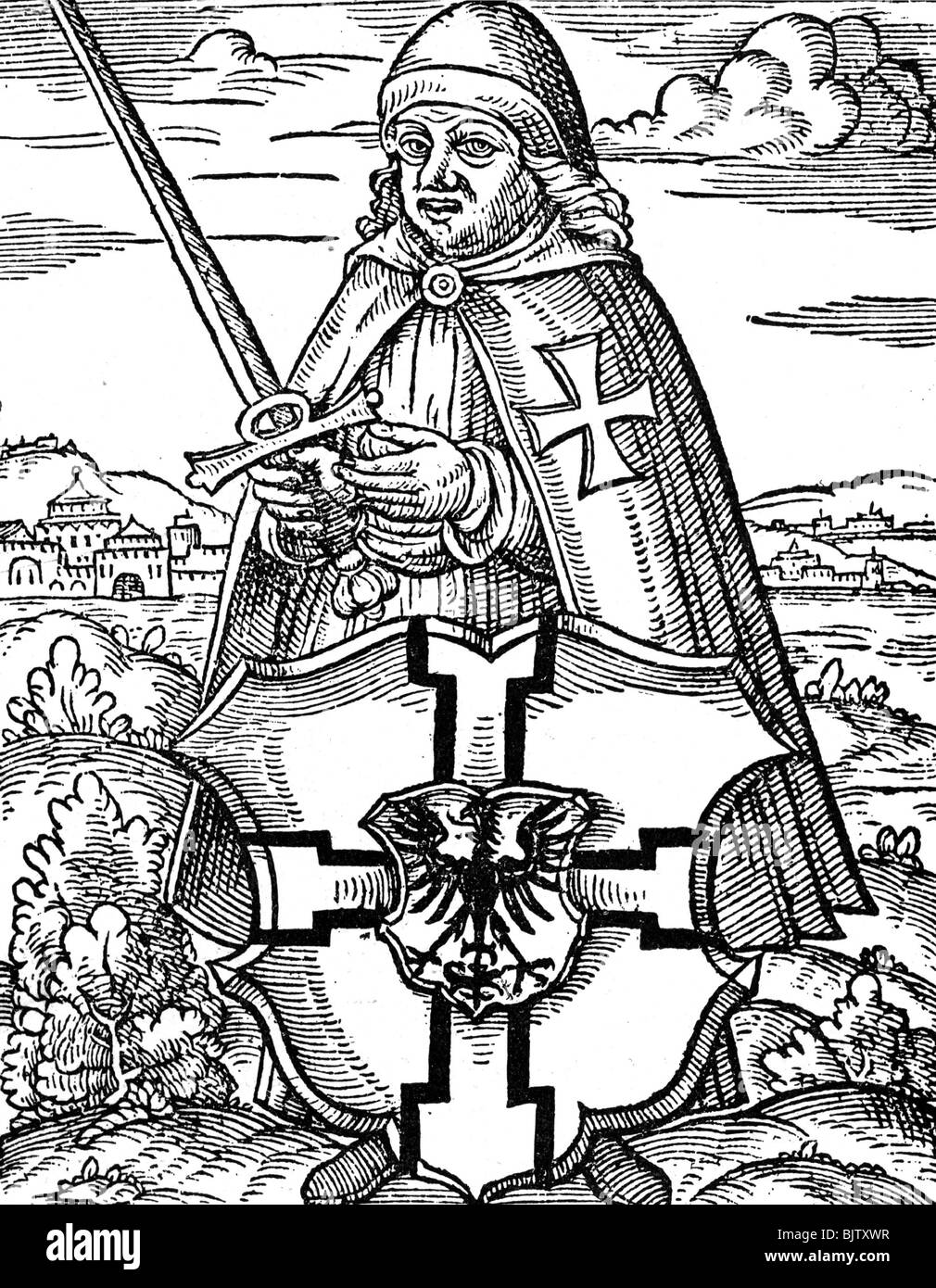 Medioevo, cavalieri, Ordine dei cavalieri, Ordine dei Cavalieri Teutonici (Ordo domus sanctiae Mariae Theutonicorum, fondata nel 1190, Foto Stock