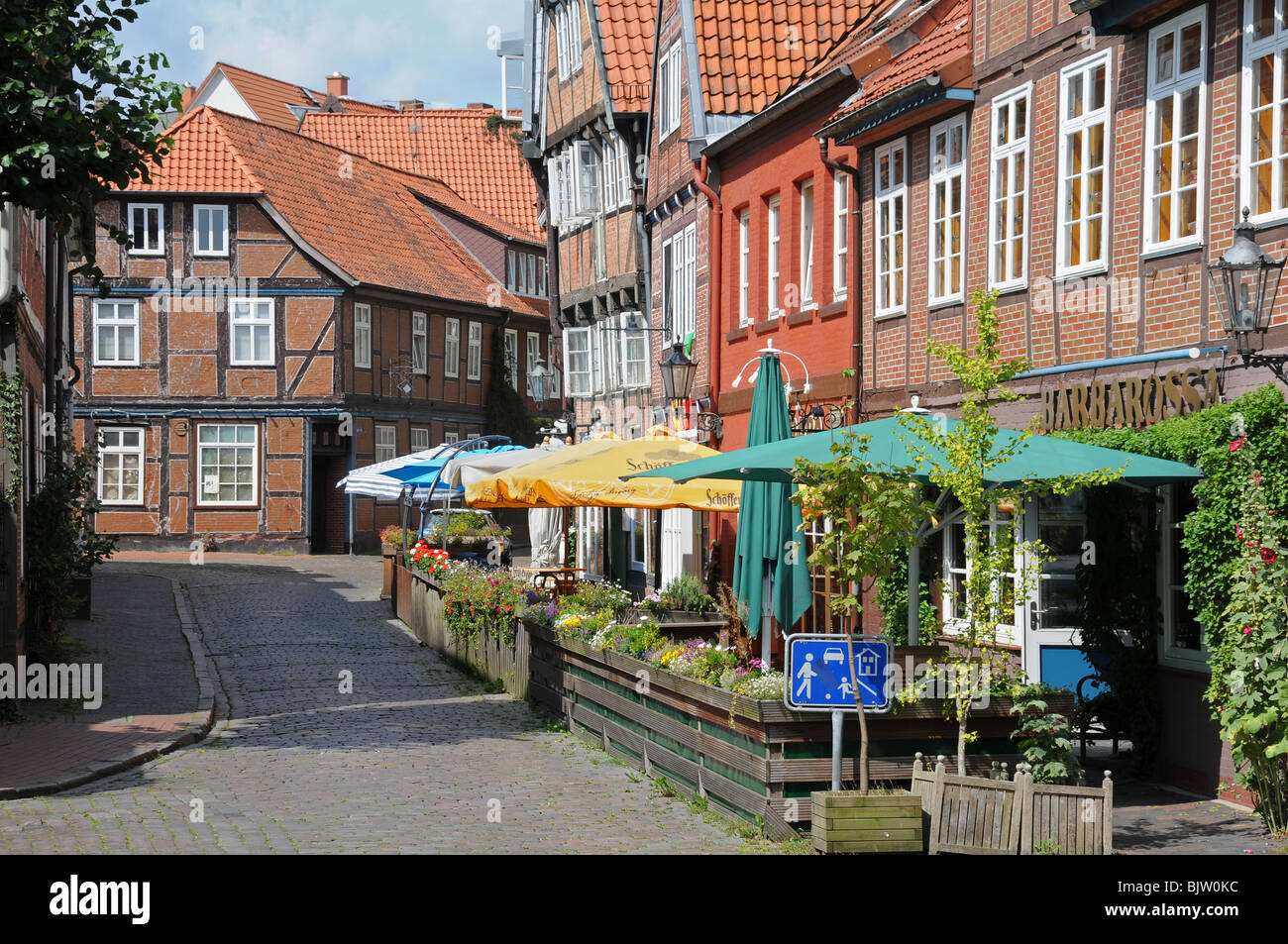 Vista la Salzstraße in Stade, vicino ad Amburgo, Germania settentrionale Foto Stock