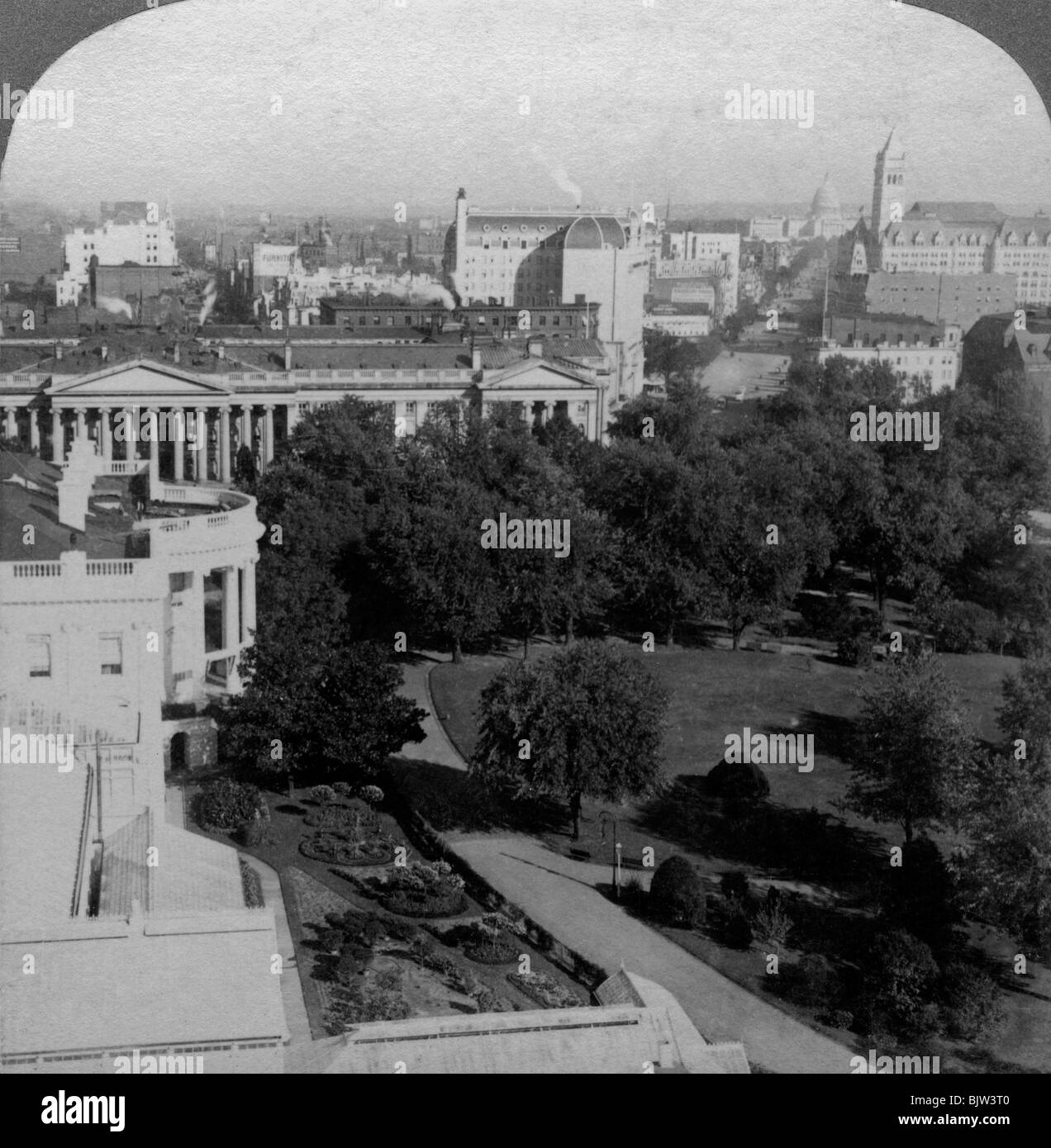 La Casa Bianca e il Ministero del Tesoro, Washington DC, USA.Artista: Underwood & Underwood Foto Stock