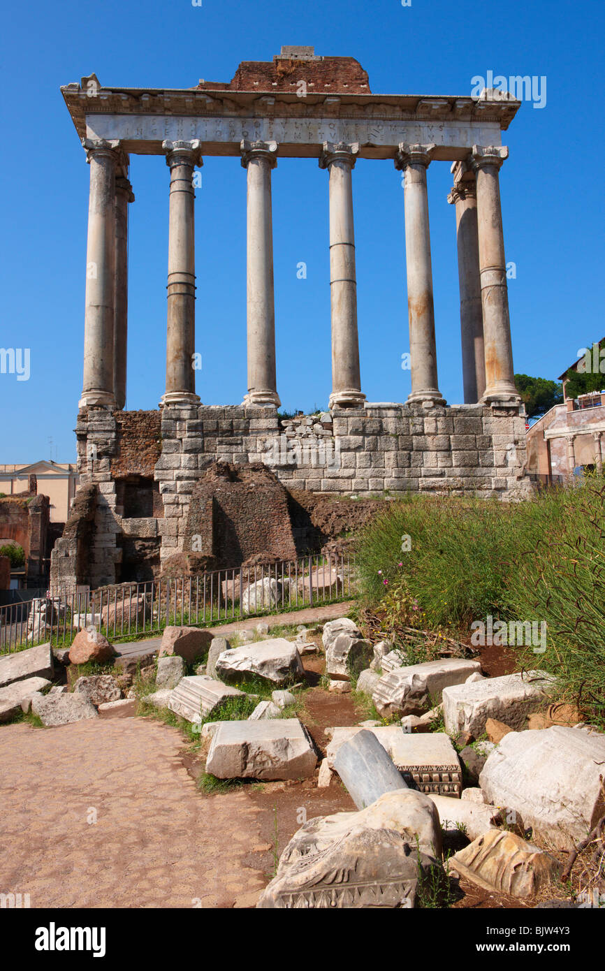 Il Tempio di Saturno, il forum, Roma Foto Stock