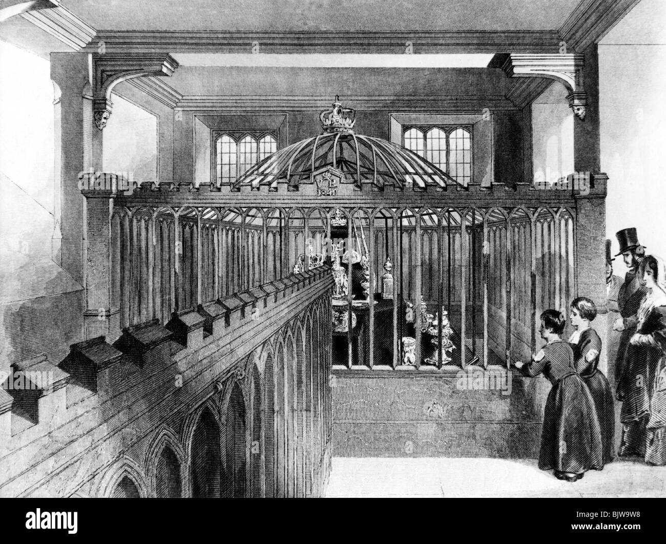 Geografia / viaggio, Gran Bretagna, Londra, Torre, camera con i gioielli della corona, incisione del legno, circa 1850, Foto Stock