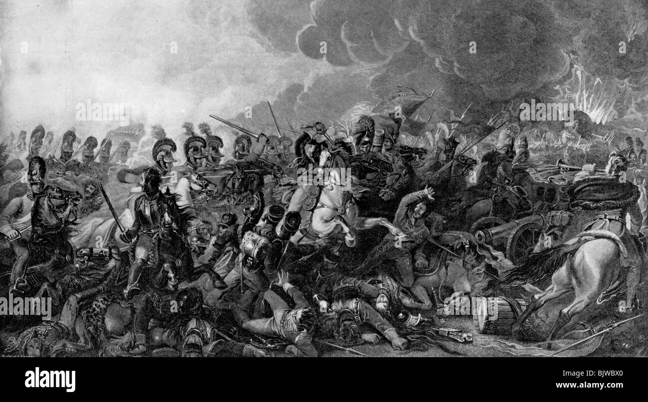 Decisiva la carica di vita delle guardie nella battaglia di Waterloo, 1815 (1896). Artista: WM Bromley Foto Stock
