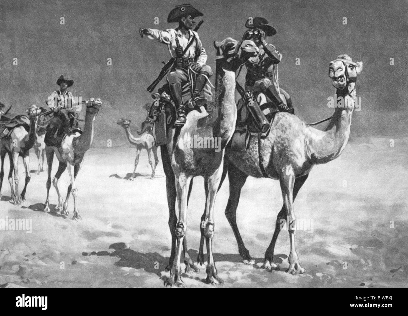 Colonialismo, colonie tedesche, Sudafrica tedesco, cavaliere di cammelli delle truppe tedesche durante la rivolta di Herero, 1904 - 1907, Foto Stock