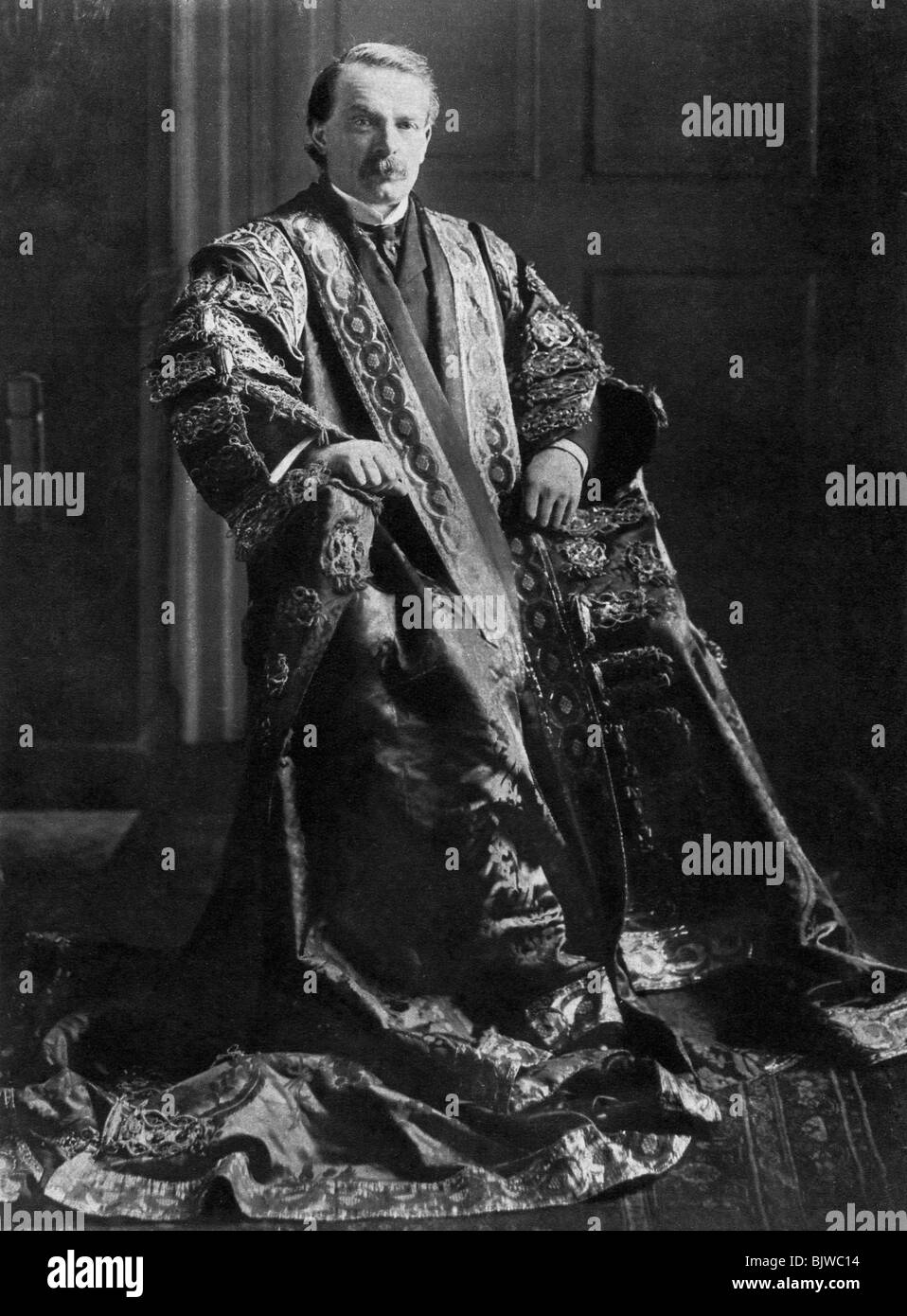 David Lloyd George, il Cancelliere dello Scacchiere, 1908 (1937). Artista: R Haines Foto Stock