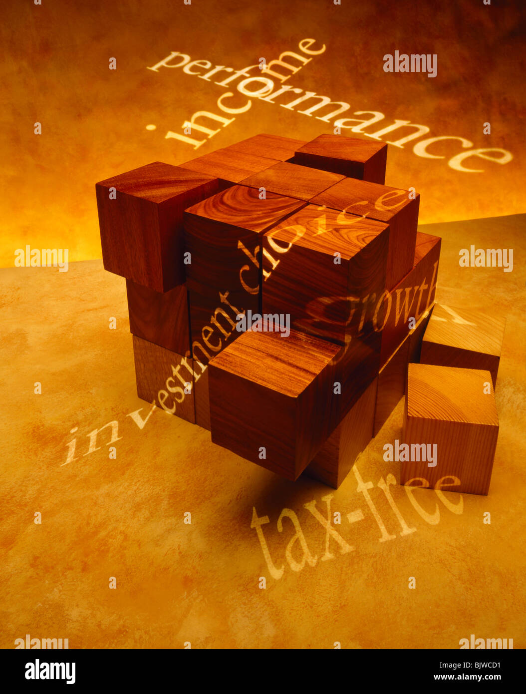 Costruzione in legno blocchi Foto Stock