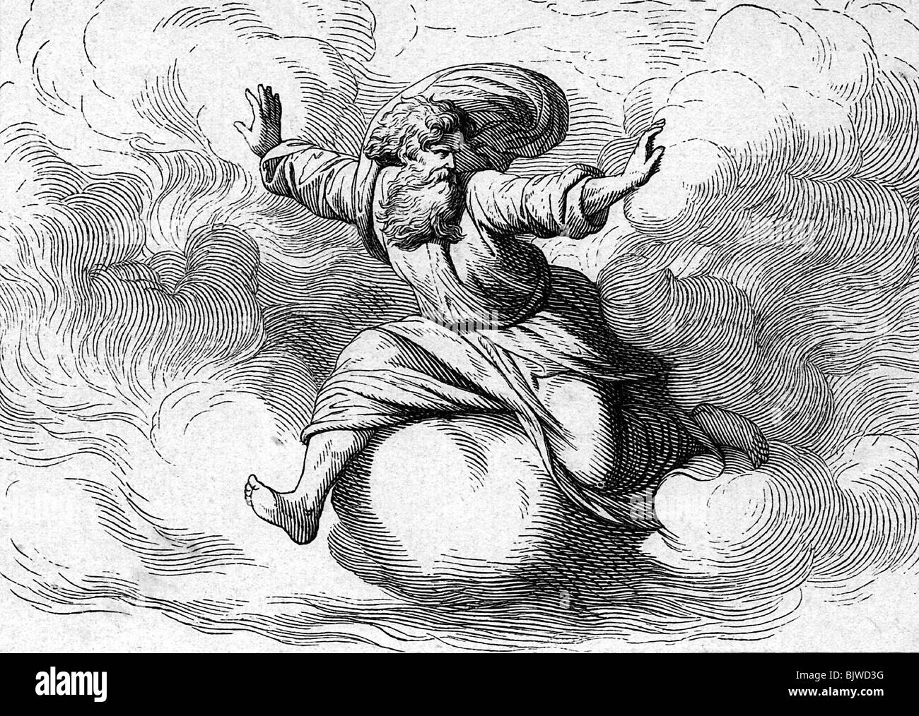 Religione, cristianesimo, scene bibliche, Genesi, dio che separa luce e oscurità, incisione del legno, 19th secolo, Foto Stock