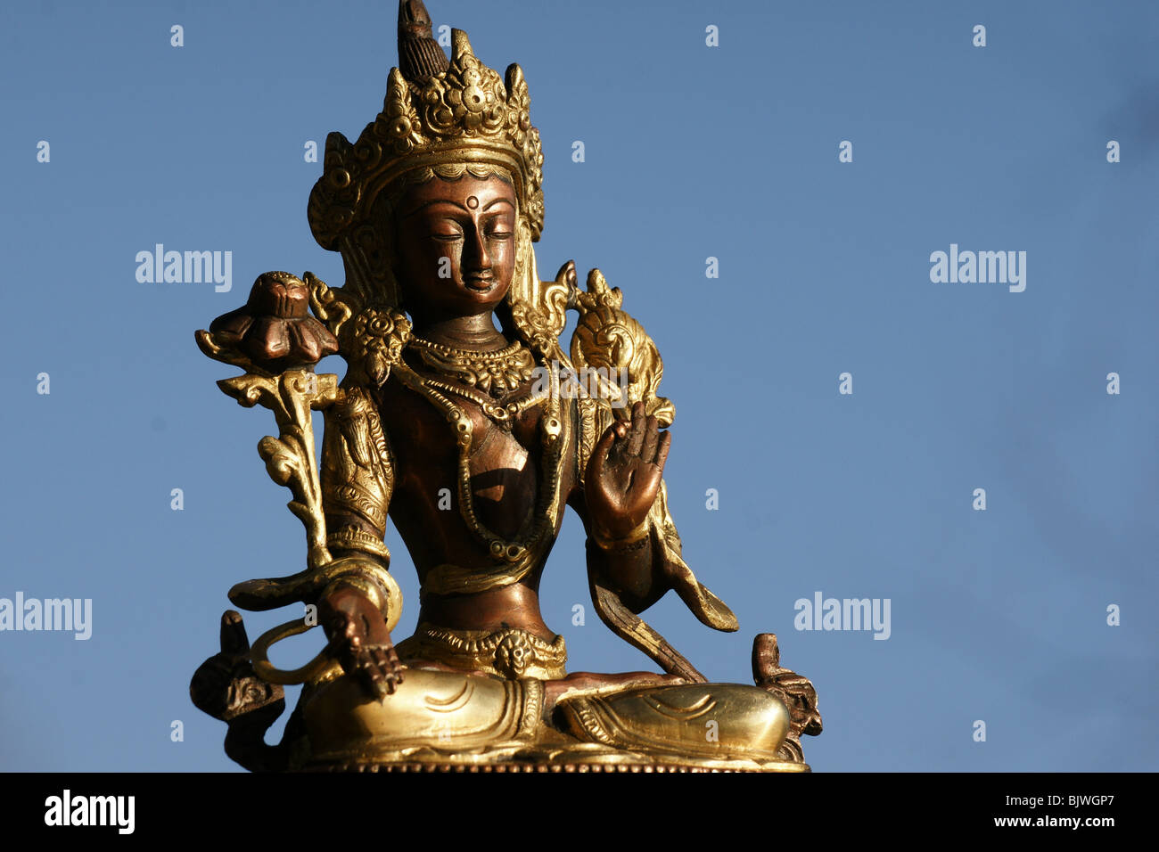 Tara Bianca il tibetano Drolma statua ottone scultura buddista divinità femminile Foto Stock