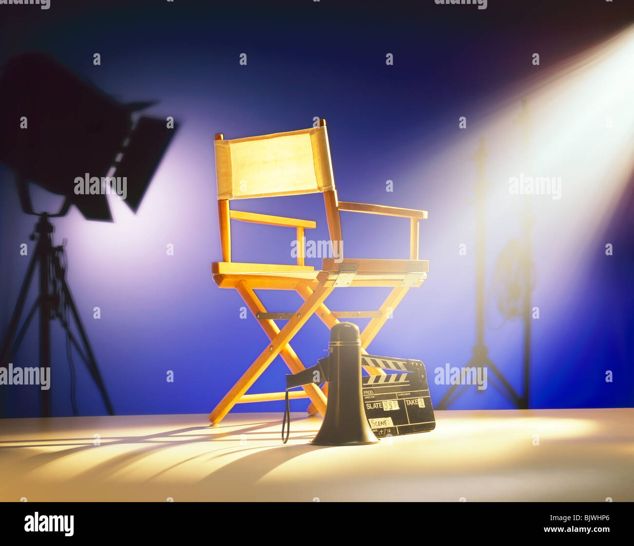 Art Director's Chair sul set di un film stage Foto Stock