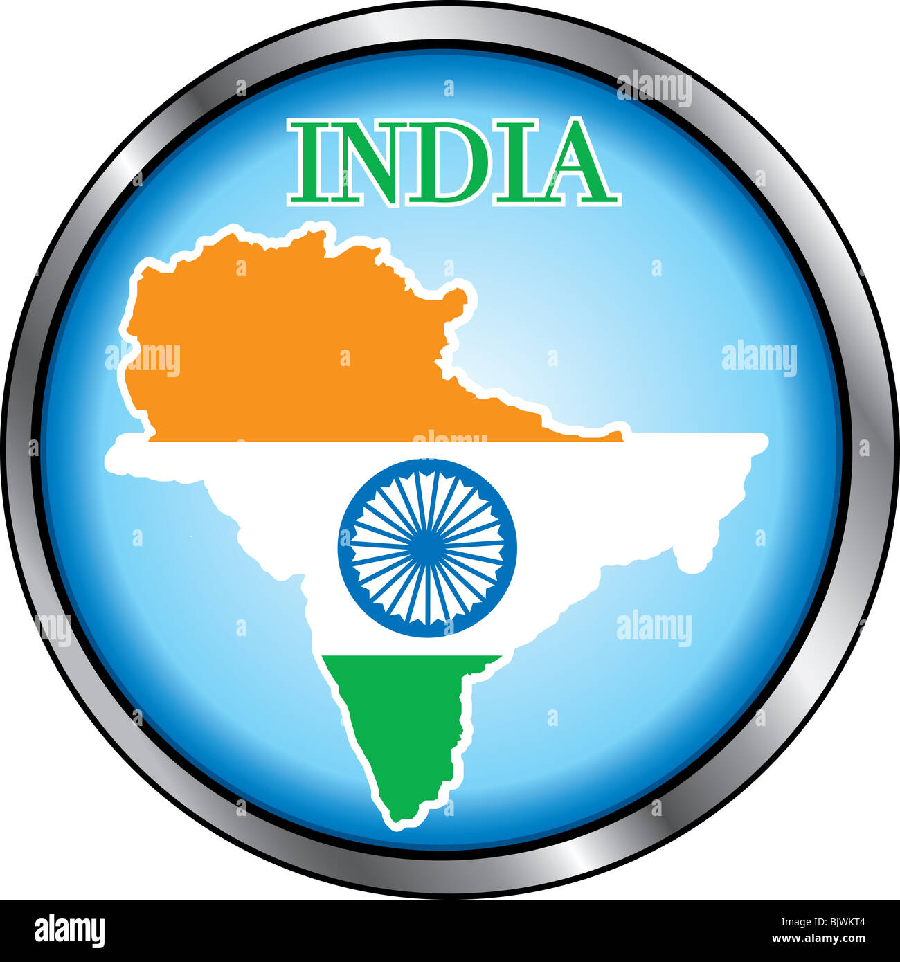 Illustrazione Vettoriale per l'India, tasto rotondo. Usato Didot font. Foto Stock