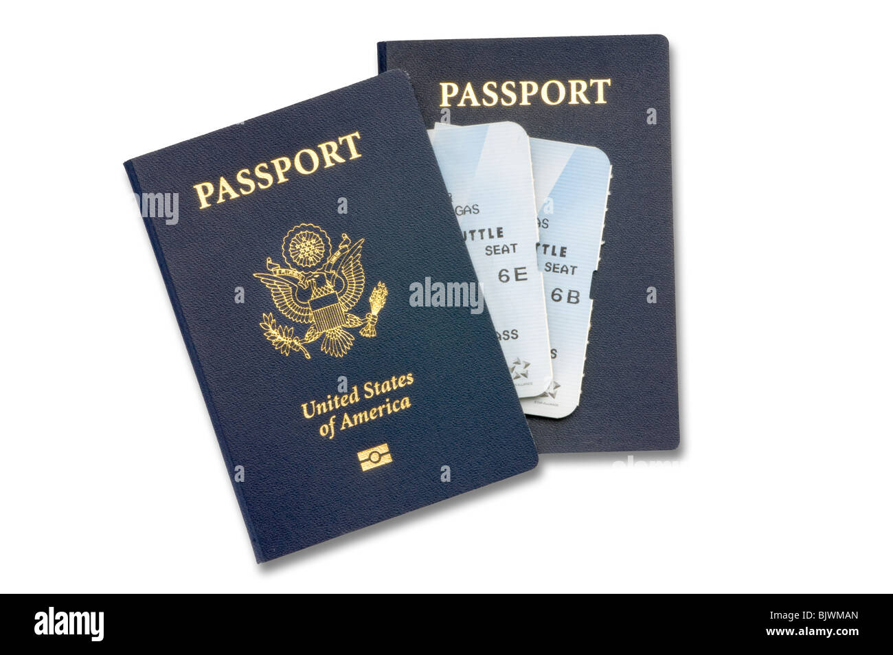 I passaporti con biglietti aerei Foto Stock