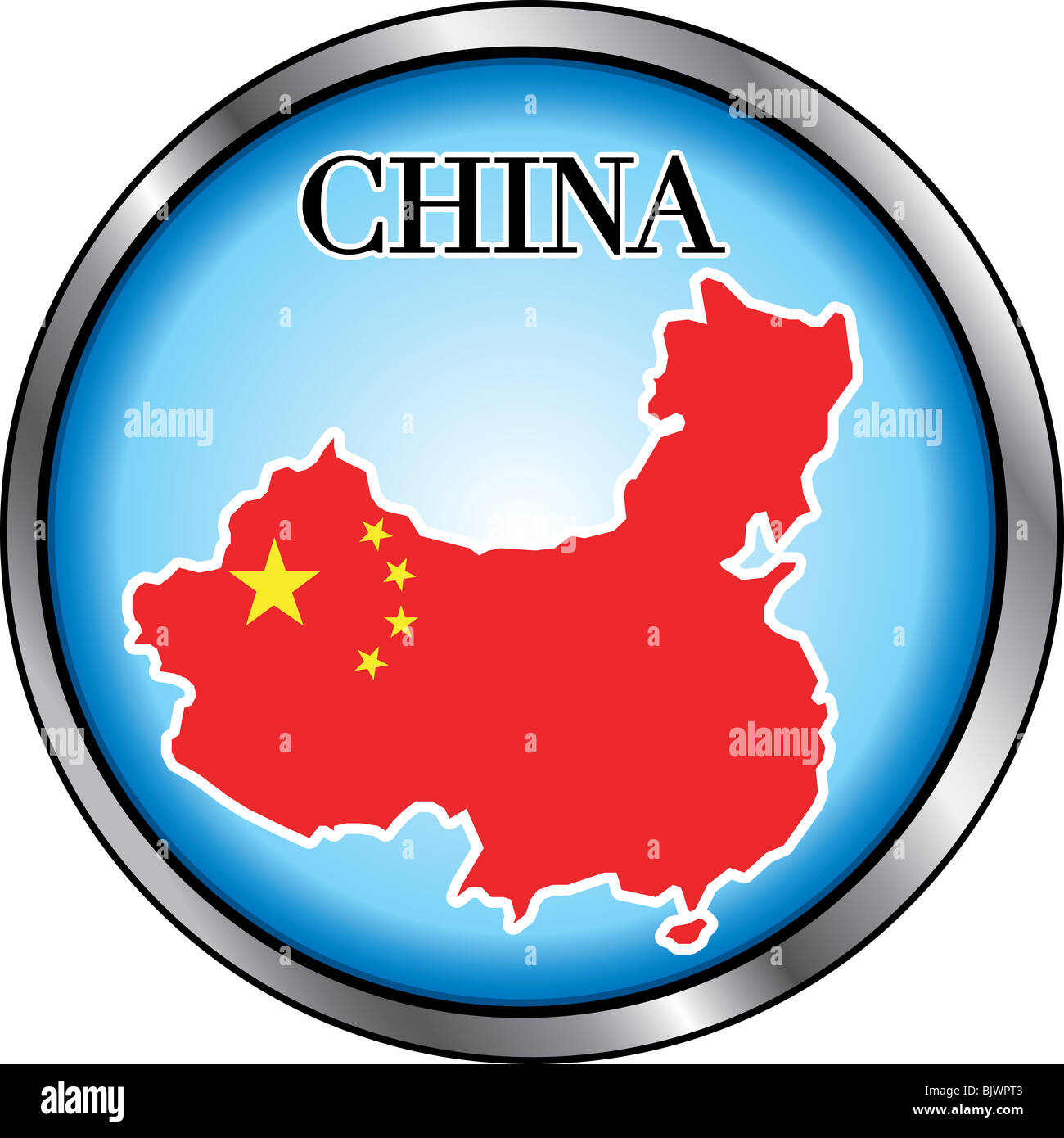 Illustrazione Vettoriale per la Cina, tasto rotondo. Usato Didot font. Foto Stock