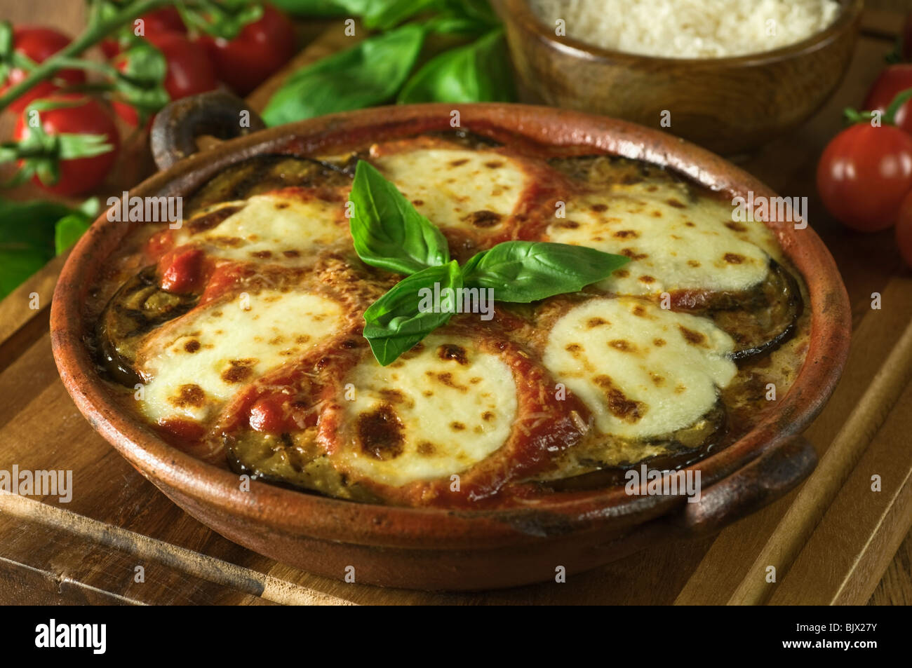 Melanzane alla Parmigiana di melanzane italiano piatto Foto Stock